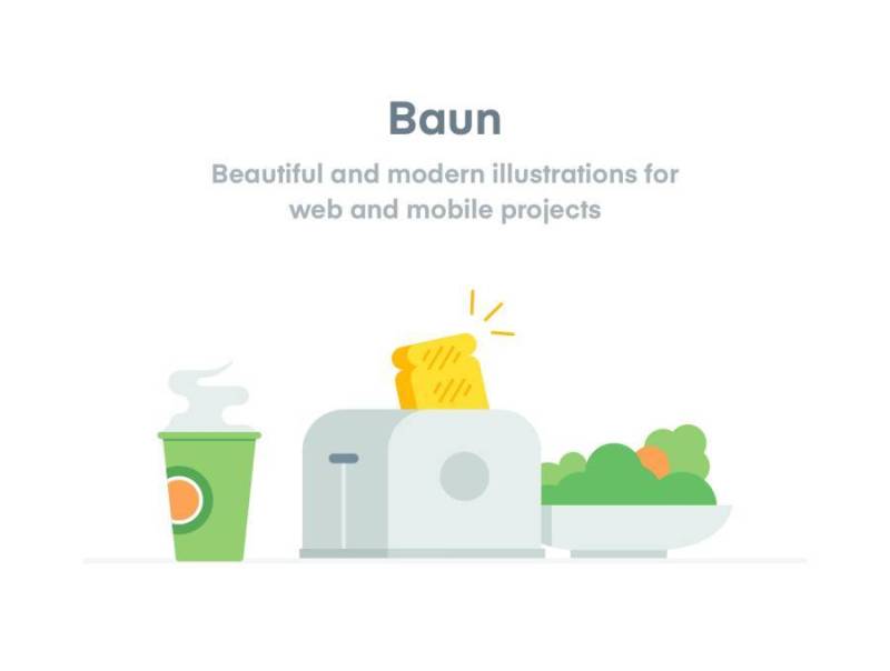 适用于iOS，Android，Web和Apps的图标和插图，Baun Easy Illustration