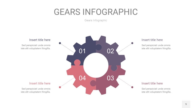 紫黄色齿轮PPT信息图9