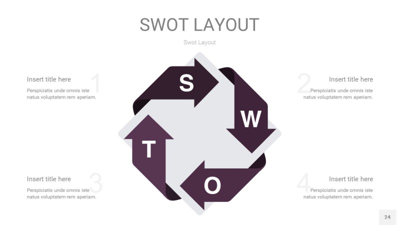 深紫色SWOT图表PPT24