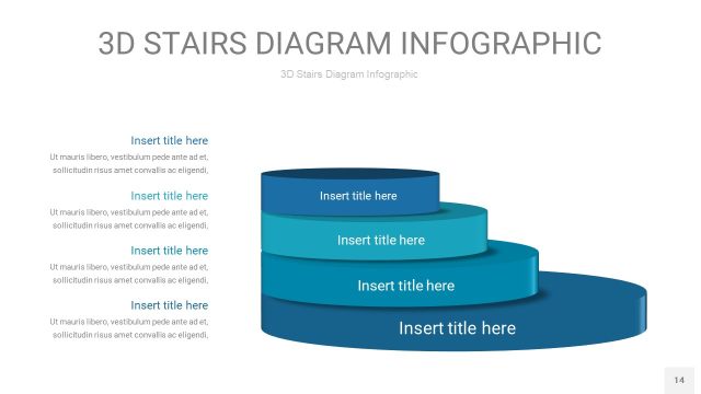 蓝绿色3D阶梯PPT图表14