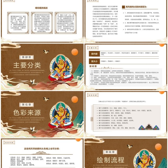 棕色国潮风非遗系列之藏族唐卡PPT模板 棕色国潮风非遗系列之藏族唐卡PPT模板