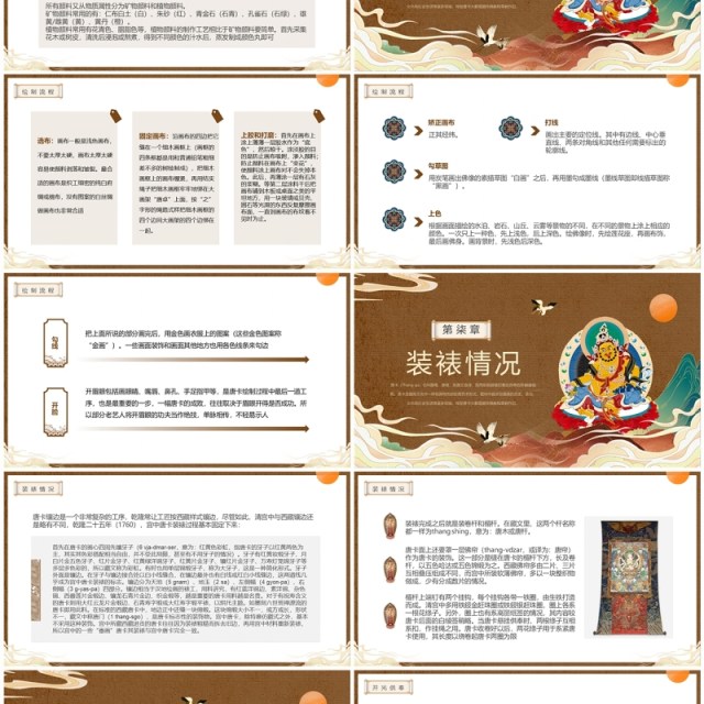 棕色国潮风非遗系列之藏族唐卡PPT模板 棕色国潮风非遗系列之藏族唐卡PPT模板
