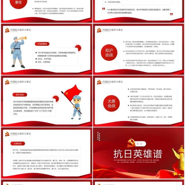 红色党政党课日本无条件投降日PPT模板 红色党政党课日本无条件投降日PPT模板