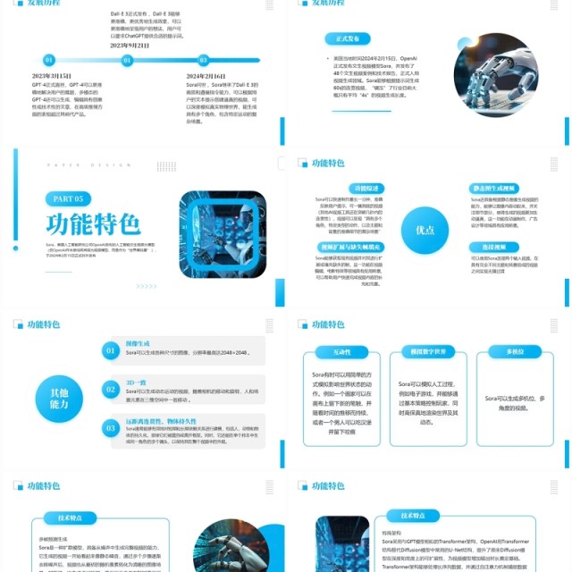 蓝色商务风SORA人工智能PPT模板
