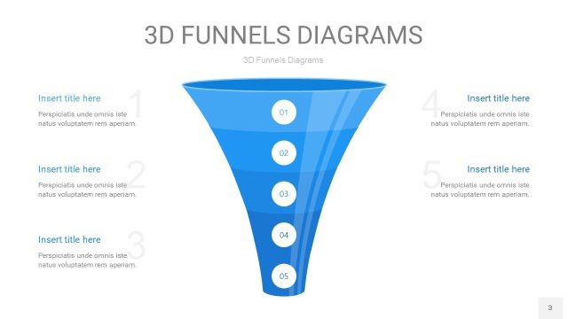 浅天蓝色3D漏斗PPT信息图表3