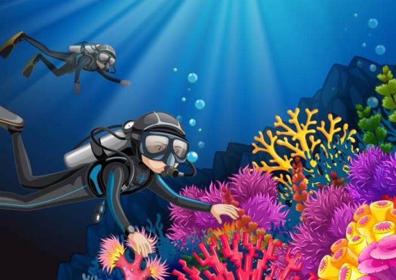 在深海下潜水