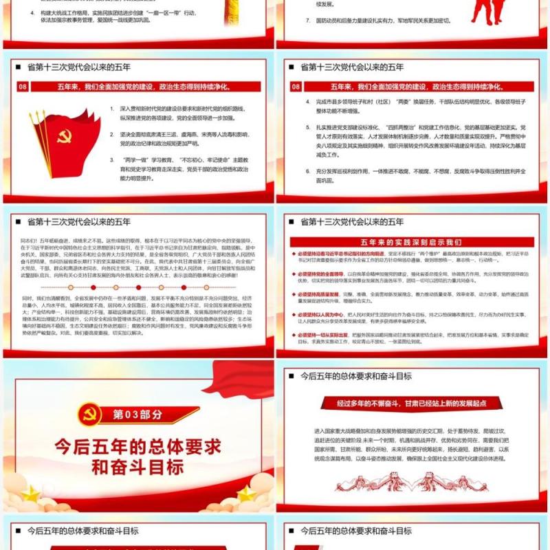 红色党政风甘肃省第十四次代表大会PPT模板