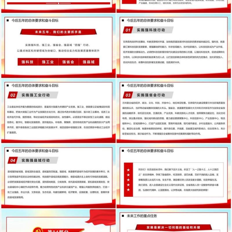 红色党政风甘肃省第十四次代表大会PPT模板