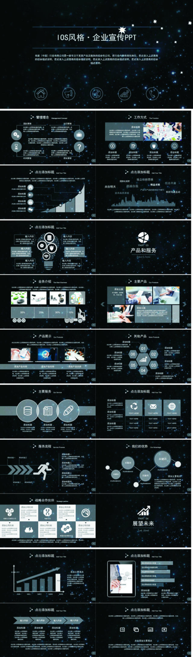 星空背景风企业宣传公司介绍ppt模板