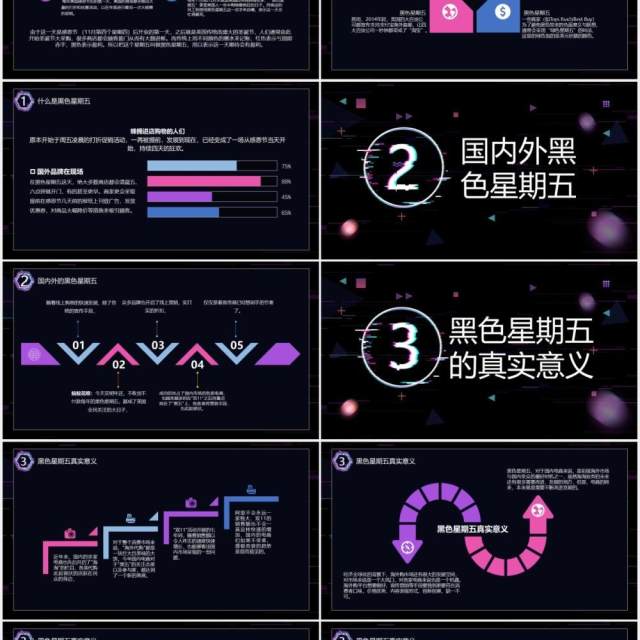 创意故障风黑色星期五购物节促销活动知识讲解培训PPT模板 创意故障风黑色星期五购物节促销活动知识讲解培训PPT模板