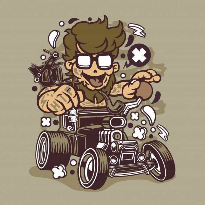 Hipster Hotrod Cartoon