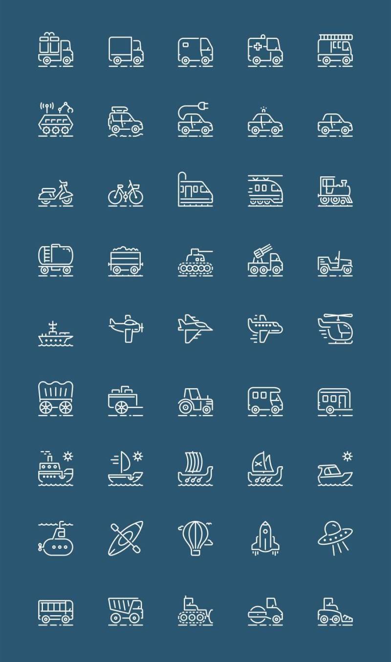 45 枚运输工具图标