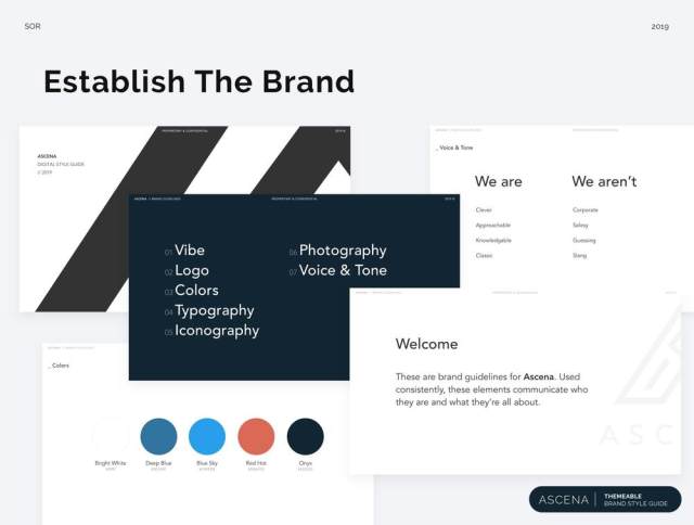 Ascena，品牌VI展示风格指南模板，数字品牌指南模板，品牌风格指南