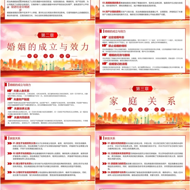 红色党政风民法典婚姻家庭篇PPT模板 红色党政风民法典婚姻家庭篇PPT模板