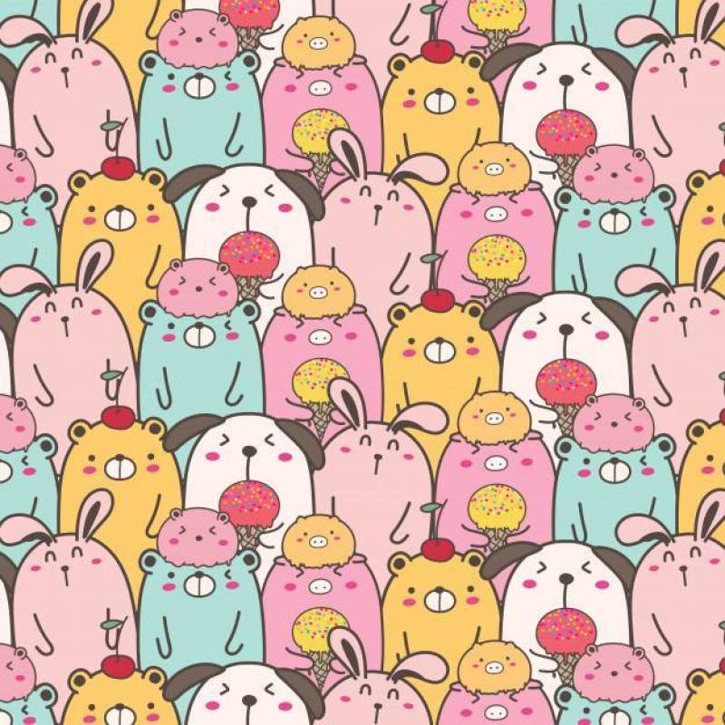 Cute Animal Pattern Background.