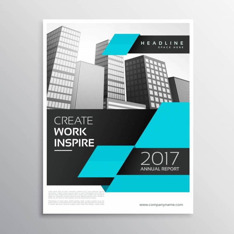 蓝色和黑色的业务宣传册设计在A4传单介绍