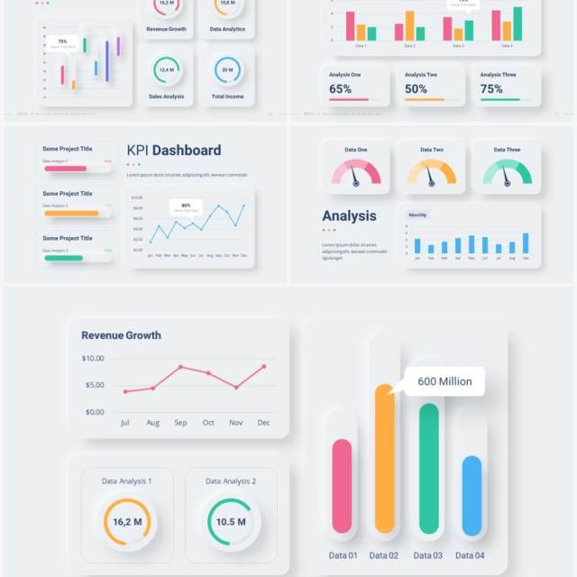 简洁公司经营指标快报混合仪表盘PPT模板幻灯片2023 Versatile KPI Dashboard Light 简洁公司经营指标快报混合仪表盘PPT模板幻灯片2023 Versatile KPI Dashboard Light