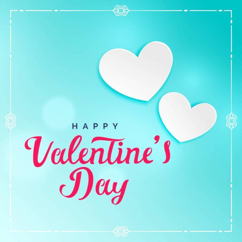 可爱的蓝色情人节＆＃x27; s天背景与白色的心