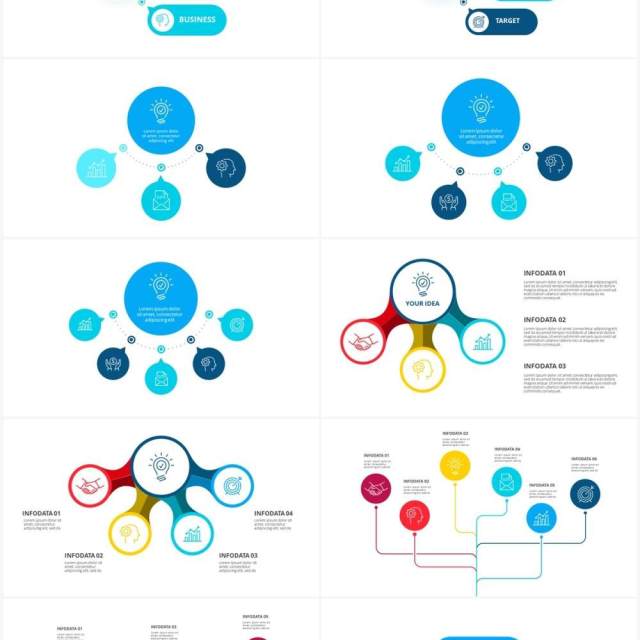 彩色流程图表关系结构图PPT素材Flow chart