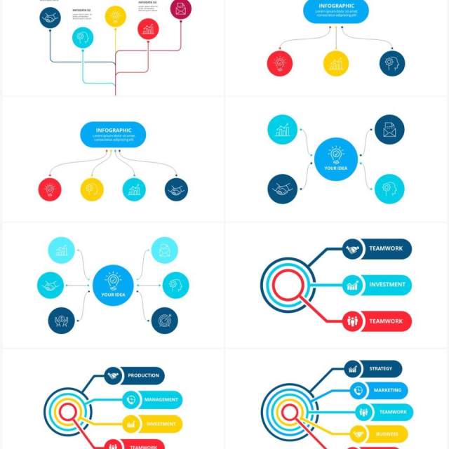 彩色流程图表关系结构图PPT素材Flow chart