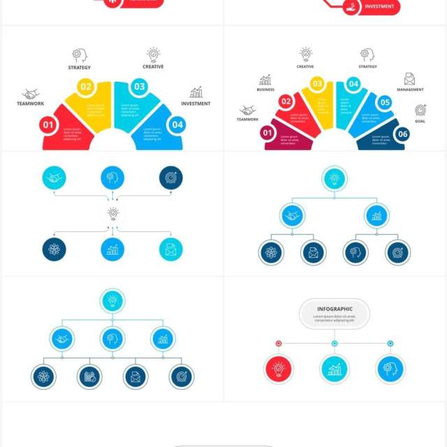 彩色流程图表关系结构图PPT素材Flow chart