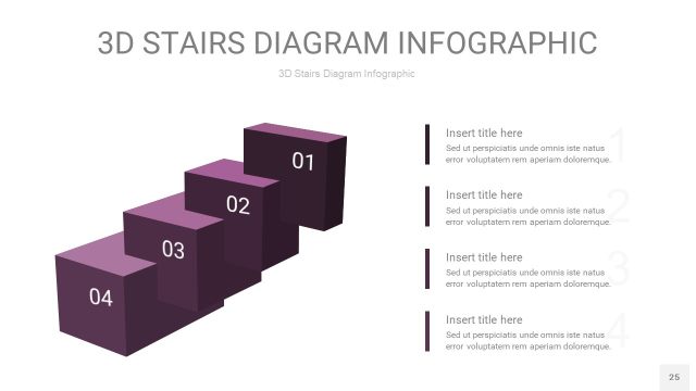 渐变深紫色3D阶梯PPT图表25