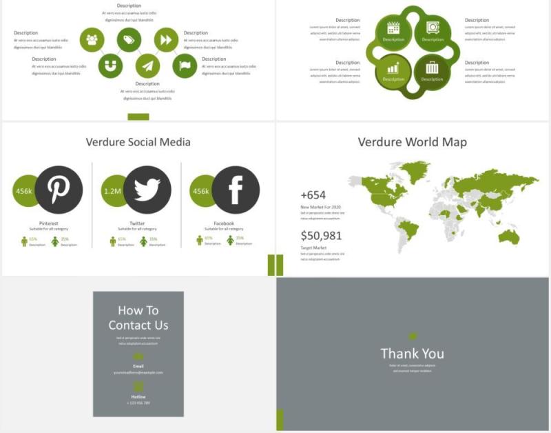 绿色图片排版设计PPT模板Verdure - Business Powerpoint Template