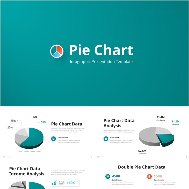 圆饼图信息图PPT模板素材Pie Chart - Infographic Presentation Template
