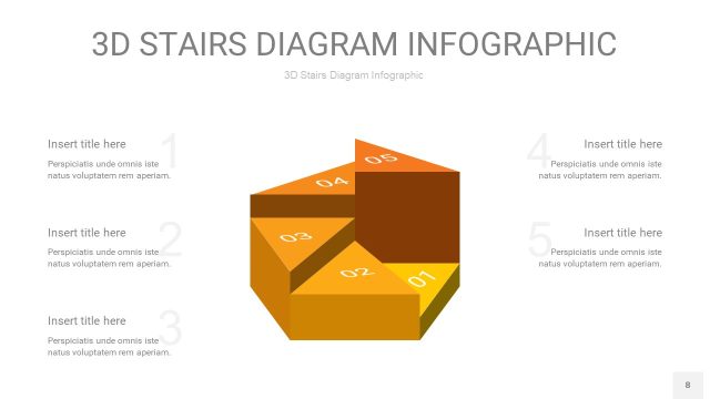 渐变黄色3D阶梯PPT图表8