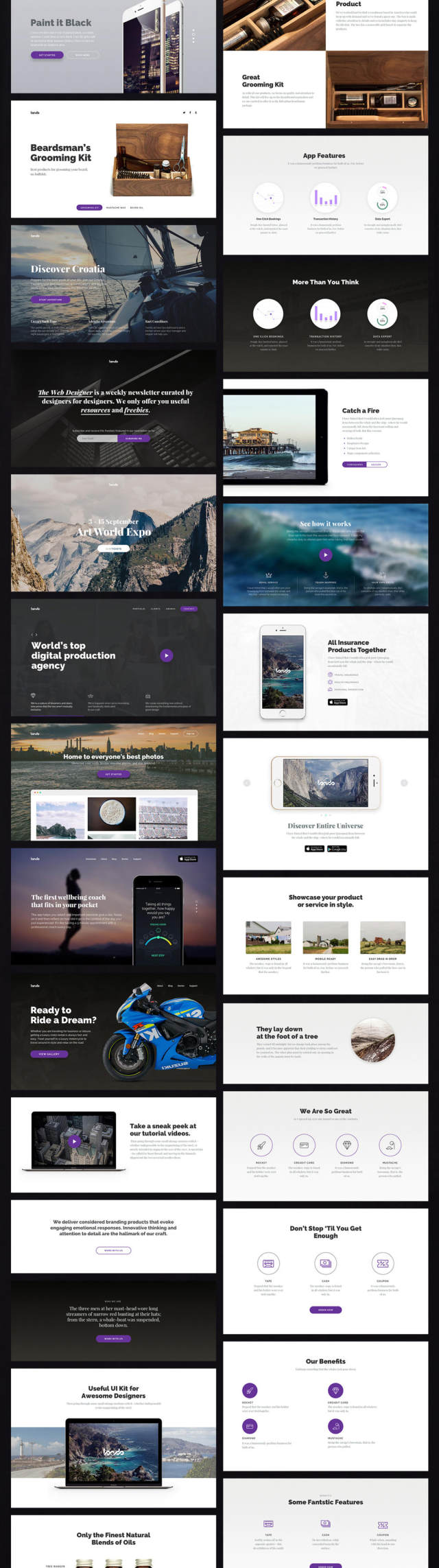 出色的单页和登陆页面,Lando UI Kit 出色的单页和登陆页面,Lando UI Kit