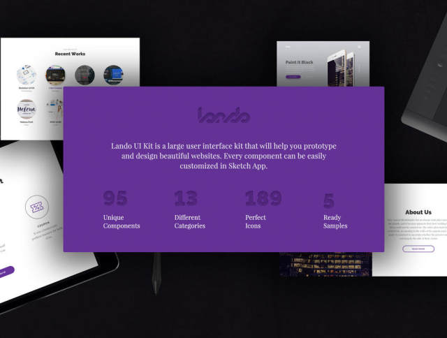 出色的单页和登陆页面，Lando UI Kit