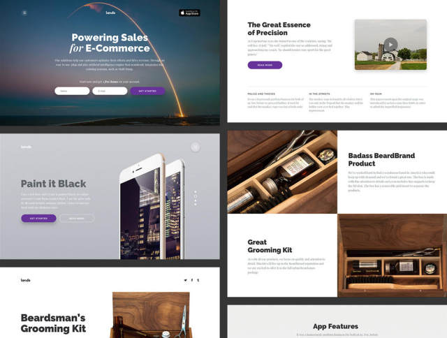 出色的单页和登陆页面，Lando UI Kit