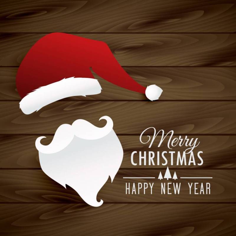 圣诞老人在木制的背景上的插图