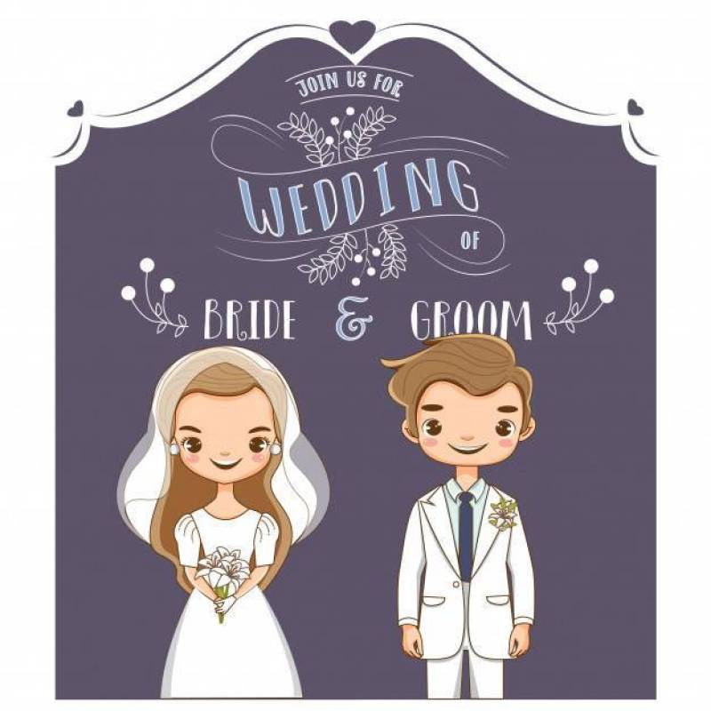 Vector of cute wedding couple for invitations card