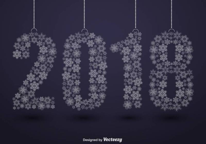 2018年新年快乐例证和雪花