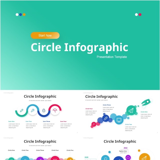 圆形信息图表PPT模板Circle Infographic - PowerPoint Presentation Template Light
