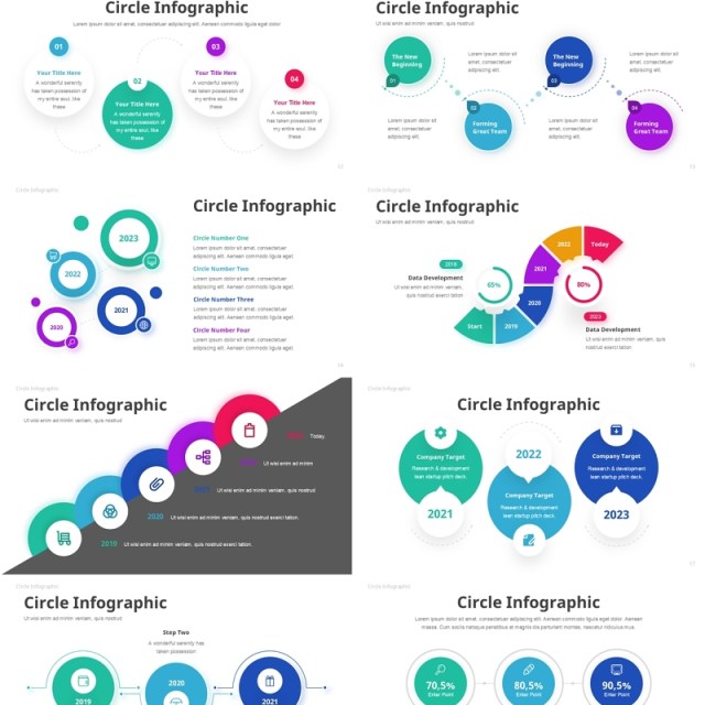 圆形信息图表PPT模板Circle Infographic - PowerPoint Presentation Template Light