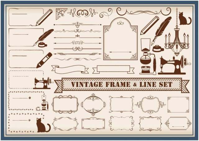 复古框架和线装饰套