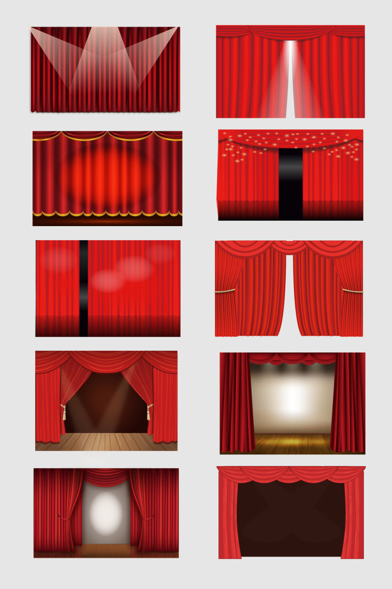 红色窗帘舞台矢量素材