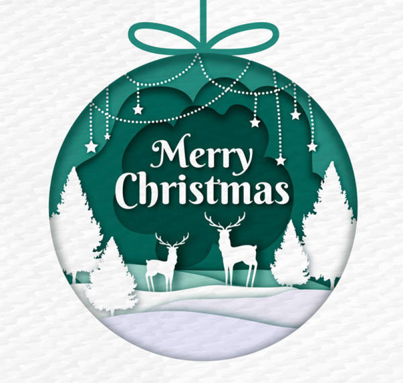 驯鹿圣诞吊球矢量