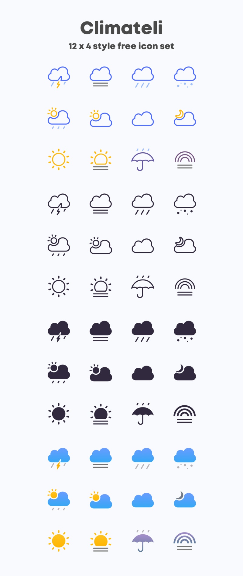 天气和气候图标设置为 ，Climateli天气图标集
