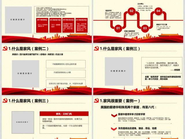 原创弘扬传统文化推进党员干部家风党课PPT-版权可商用