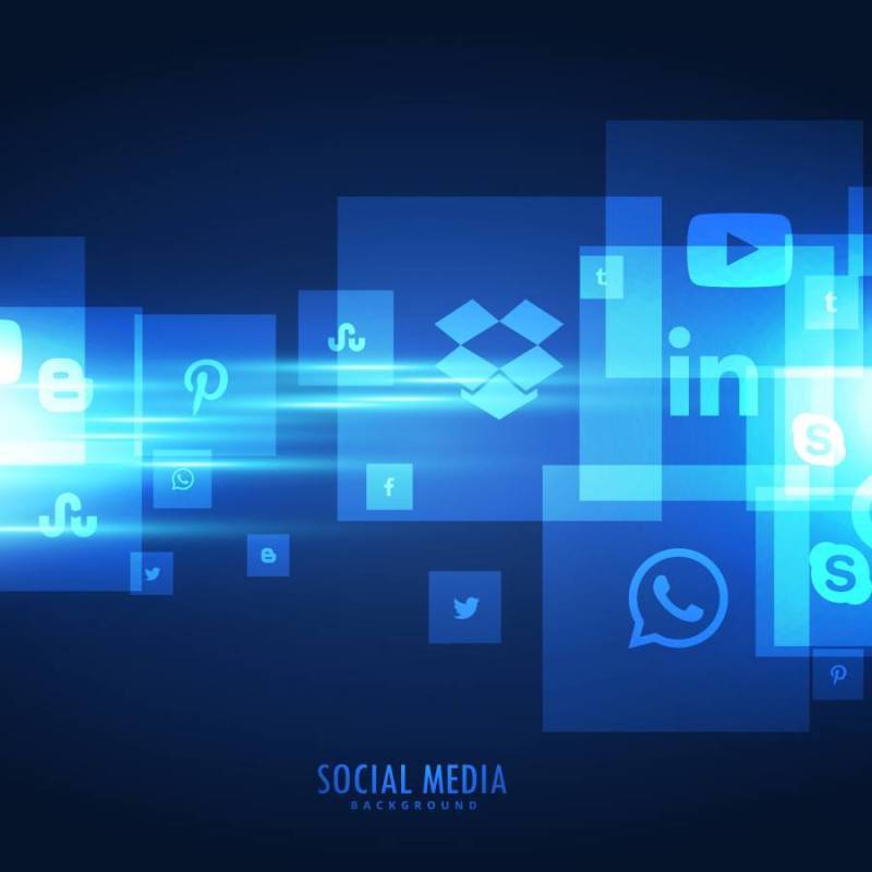蓝色社交媒体图标背景