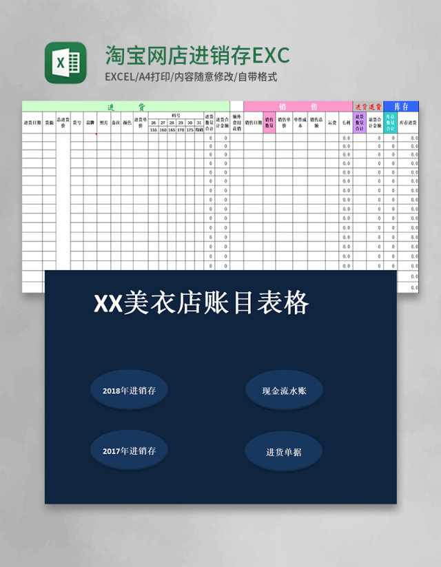 淘宝网店进销存EXCEL表格6联excel管理系统 淘宝网店进销存EXCEL表格6联excel管理系统