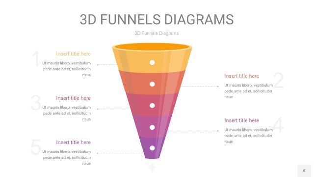 橙色系3D漏斗PPT信息图表5
