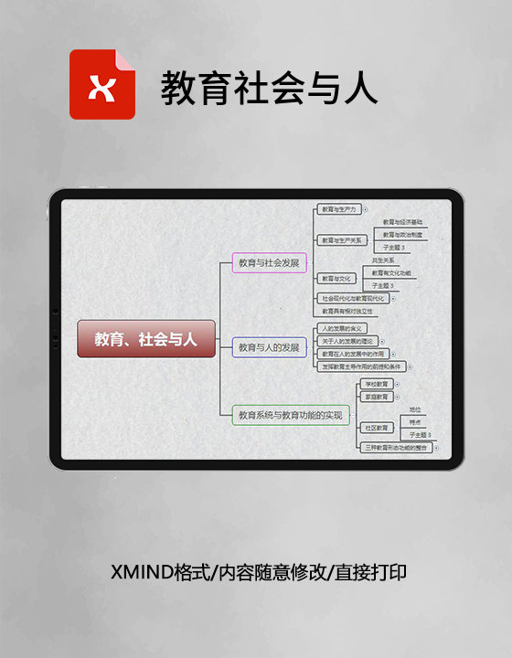 思维导图教育社会与人XMind模板 思维导图教育社会与人XMind模板