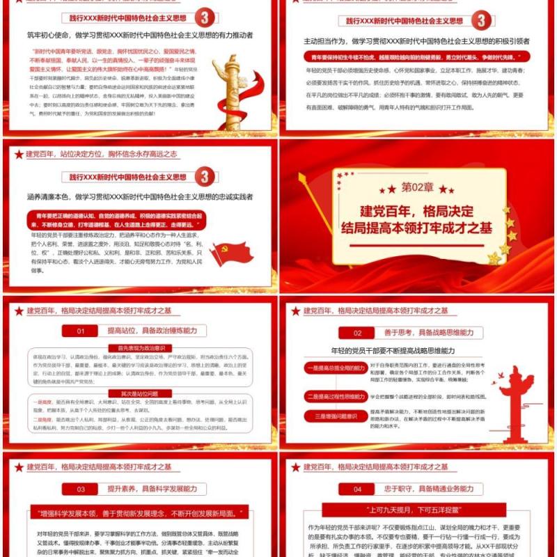 红色党政风七一建党节建党100周年专题党课通用PPT模板