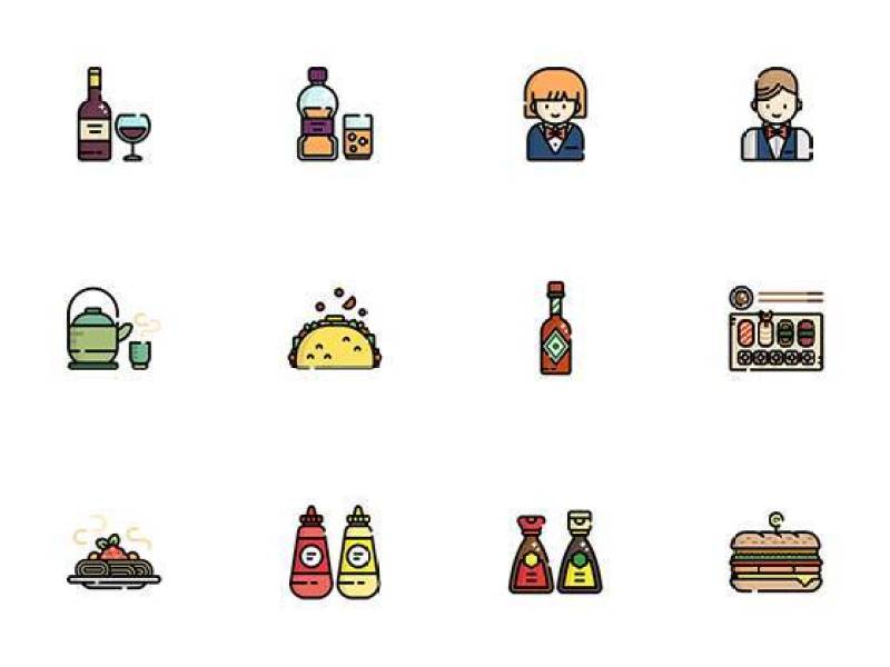 50 枚美食和餐厅元素图标