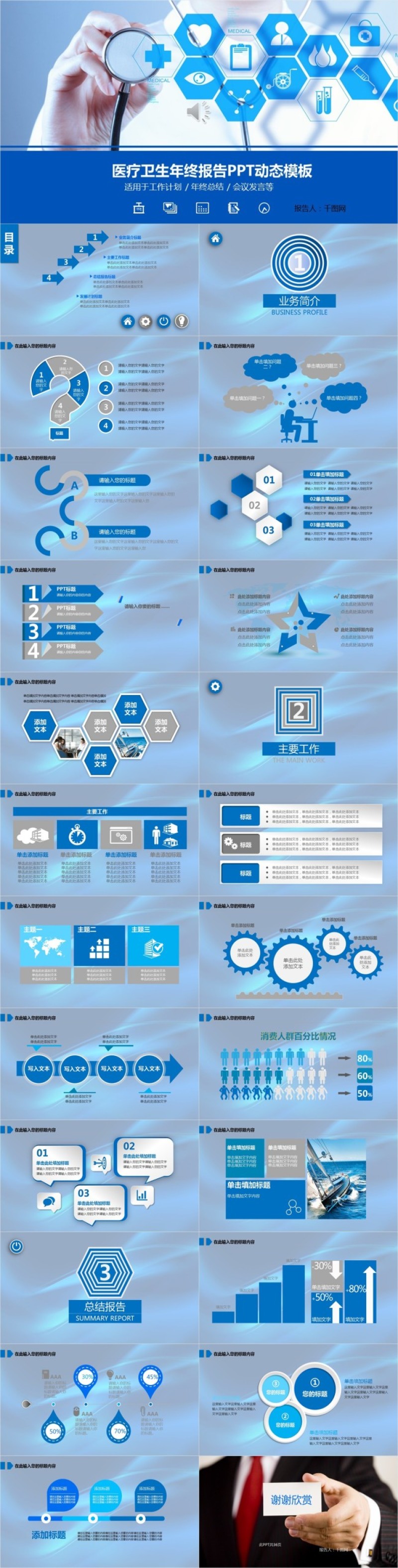 医疗卫生年终报告PPT动态模板