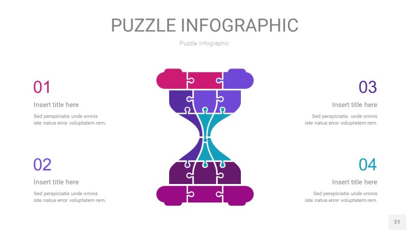 紫绿色拼图PPT图表21